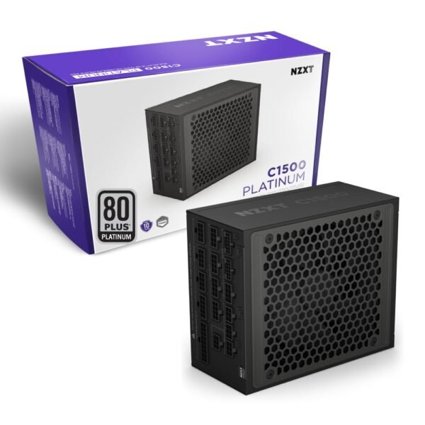 NZXT C1500 Platinum ATX 3.1 | Fully Modular Low-Noise PC Gaming Power Supply | 1500 Watts | 80 Plus Platinum| Dual 12V-2x6 Connectors | Zero Fan Mode | 100% Japanese Capacitors | Black (Renewed)